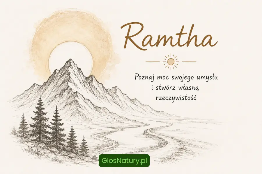 Ramtha – górski krajobraz z promieniami słońca symbolizujący rozwój świadomości, potencjał umysłu i samopoznanie.